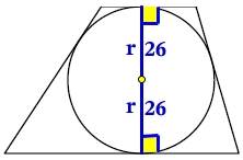 Радиус окружности, вписанной в трапецию, равен 26.