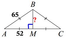 В треугольнике ABC известно, что AB = BC = 65 В треугольнике ABC известно, что AB = BC = 65