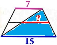 Основания трапеции равны 7 и 15. Основания трапеции равны 7 и 15.