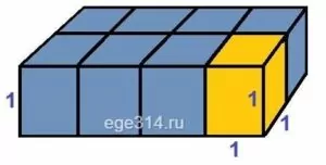 Из прямоугольного параллелепипеда высотой 1 вырезали куб объёмом 1. Из прямоугольного параллелепипеда высотой 1 вырезали куб объёмом 1.