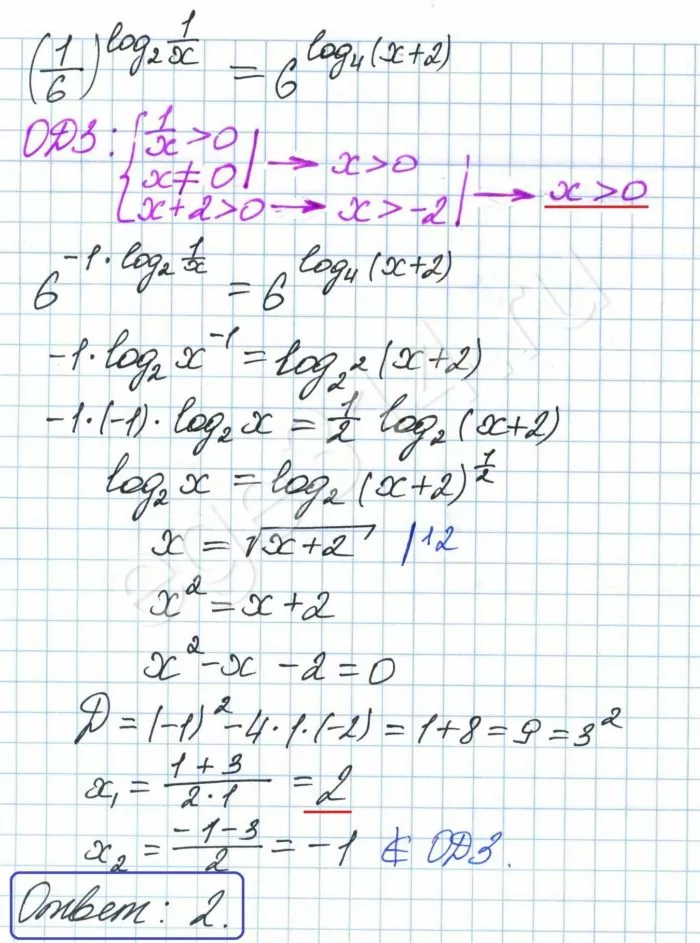 Найдите корень уравнения (16)^log2 1x = 6^log4(x+2) Найдите корень уравнения (16)^log2 1x = 6^log4(x+2)