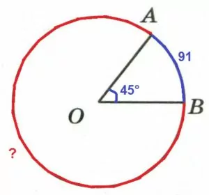 На окружности с центром О отмечены точки А и В так, что ∠АОВ = 45°. На окружности с центром О отмечены точки А и В так, что ∠АОВ = 45°.
