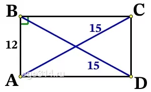 В параллелограмме ABCD сторона АВ равна 12, а АС = BD = 15. Найдите площадь параллелограмма. В параллелограмме ABCD сторона АВ равна 12, а АС = BD = 15. Найдите площадь параллелограмма.