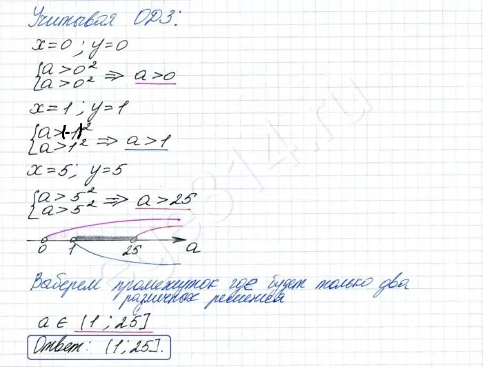 Решение №722 Найдите все значения a, при каждом из которых система уравнений {︃ log3(a − x^2) = log3(a − y^2), x^2 + y^2 = 4x + 6y