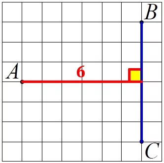 На клетчатой бумаге с размером клетки 1×1 отмечены три точки A, B и C.