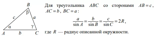 По теореме синусов из справочного материала