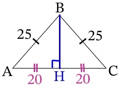 В треугольнике ABC известны стороны AB = 25, AC = 40, BC = 25. В треугольнике ABC известны стороны AB = 25, AC = 40, BC = 25.