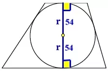 Решение №5138 Радиус окружности, вписанной в трапецию, равен 54.