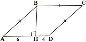 Высота BН ромба ABCD делит сторону AD на отрезки AH = 6 и DН = 4. Высота BН ромба ABCD делит сторону AD на отрезки AH = 6 и DН = 4.
