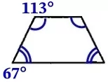 Решение №6057 Один из углов равнобедренной трапеции равен 113º.