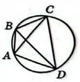 Четырёхугольник ABCD вписан в окружность.