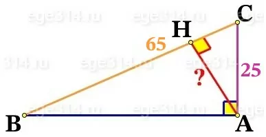 Решение №5771 Катет и гипотенуза прямоугольного треугольника равны 25 и 65.